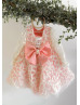 Long Sleeves Ivory Pink Elegant Flower Girl Dress